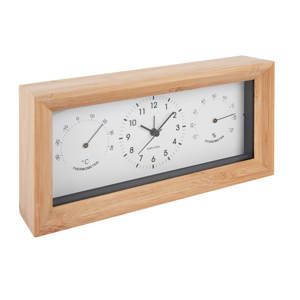 Present Time Karlsson Alarm Clock Neat Bamboo Rectangle